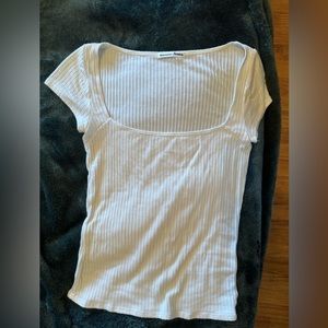 Reformation Bardot ribbed knit top